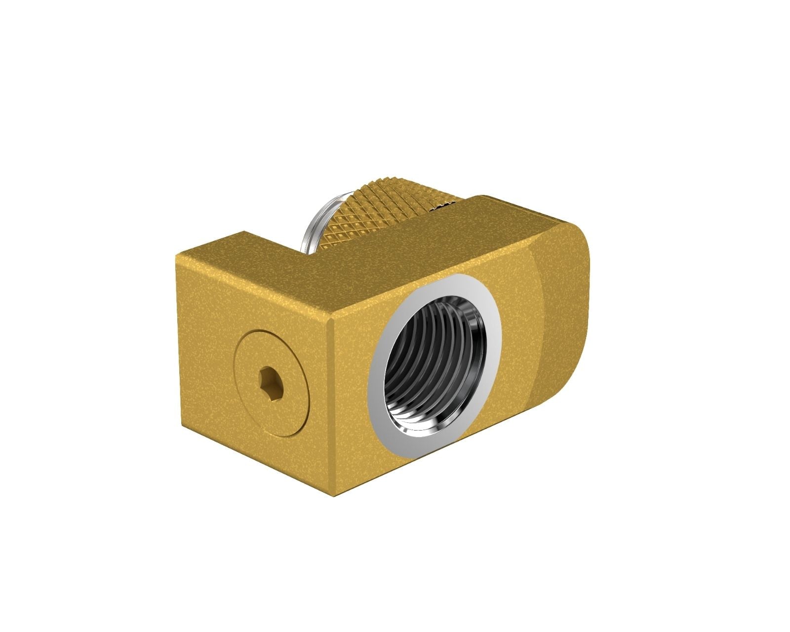 PrimoChill Male to Female G 1/4in. Supported Offset Rotary Fitting - Gold