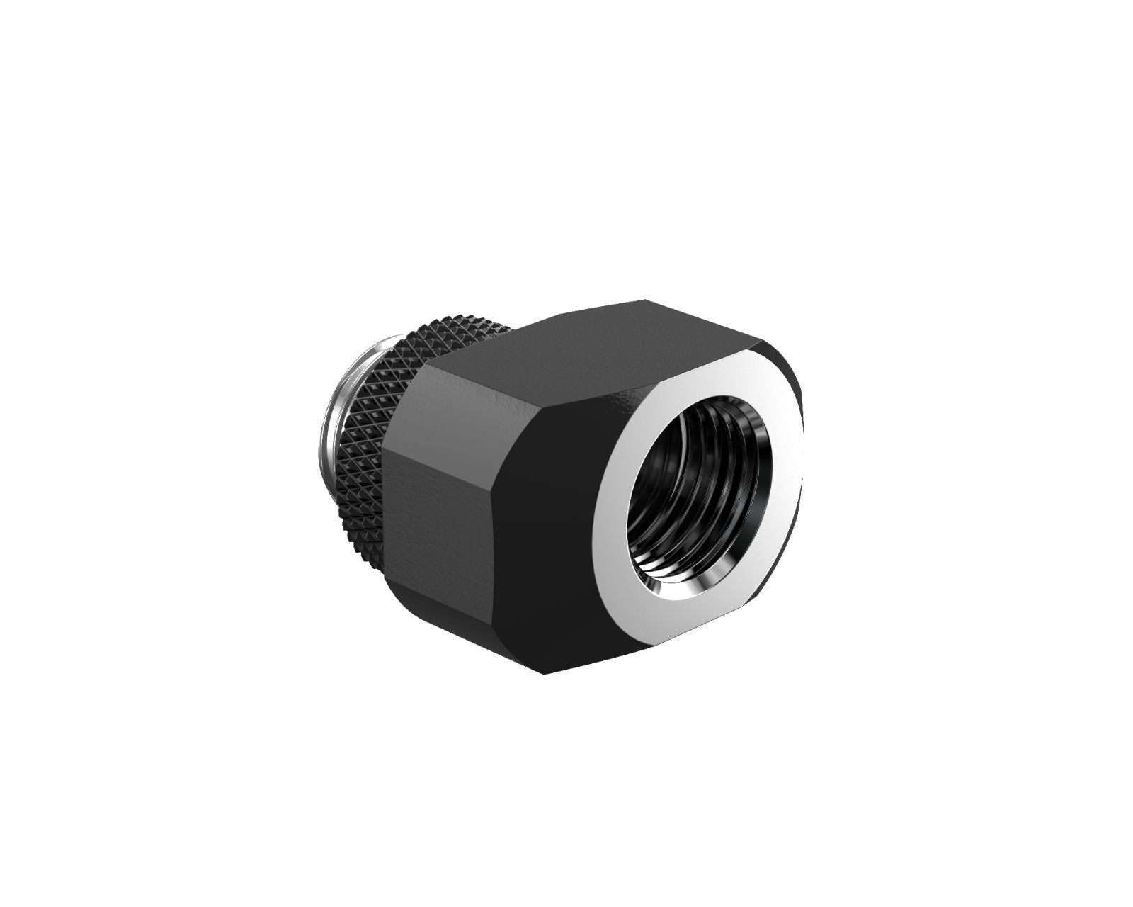 PrimoChill InterConnect SX Male to Female G 1/4in. Offset Full Rotary Fitting - Satin Black