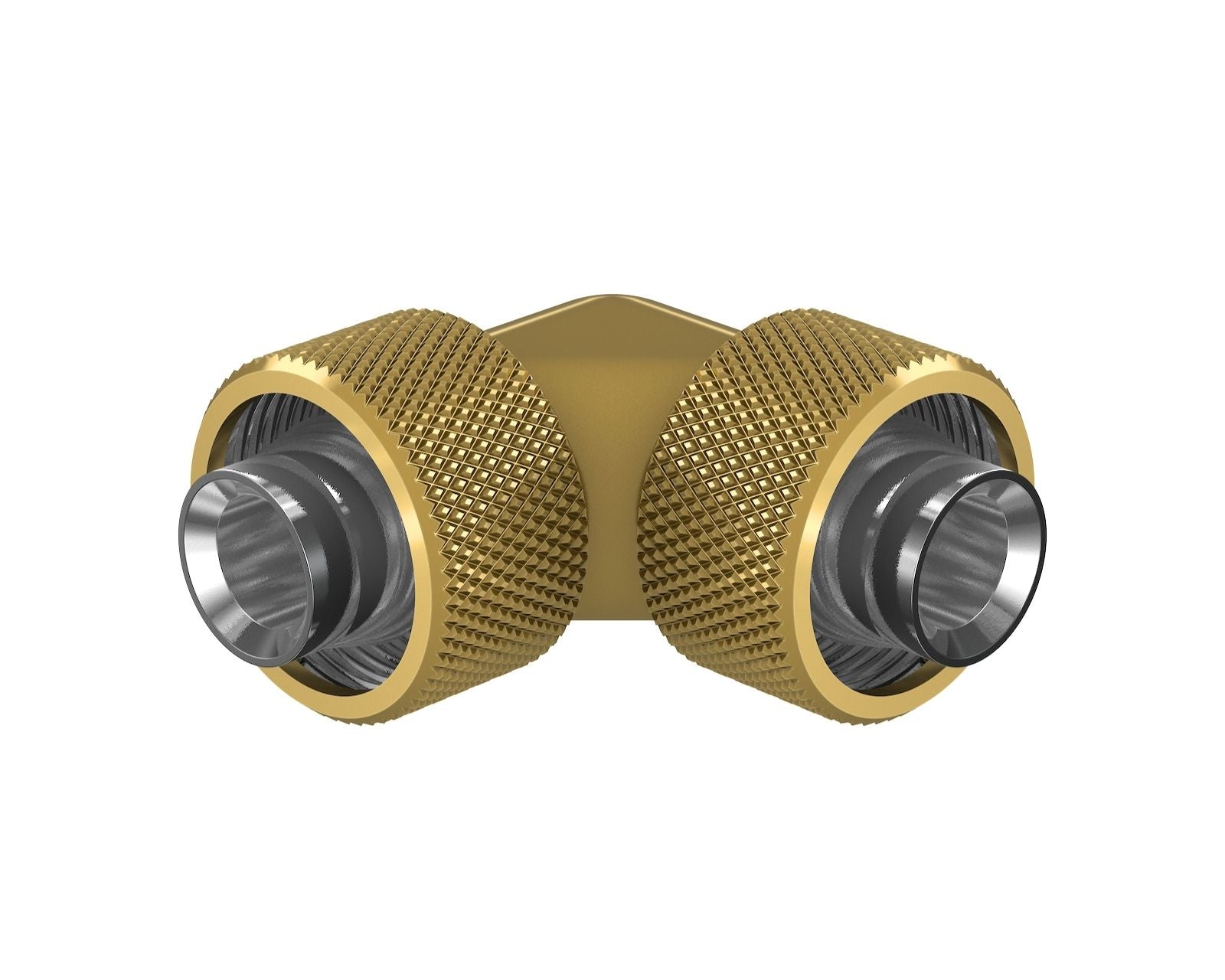 PrimoChill SecureFit SX - Premium 90 Degree Compression Fitting Set For 1/2in ID x 3/4in OD Flexible Tubing (F-SFSX3490) - Available in 20+ Colors, Custom Watercooling Loop Ready - Candy Gold