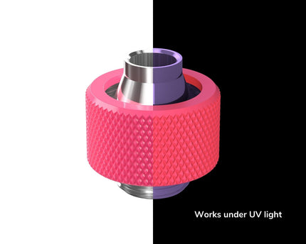 PrimoChill SecureFit SX - Premium Compression Fitting For 3/8in ID x 5/8in OD Flexible Tubing (F-SFSX58) - Available in 20+ Colors, Custom Watercooling Loop Ready - PrimoChill - KEEPING IT COOL UV Pink