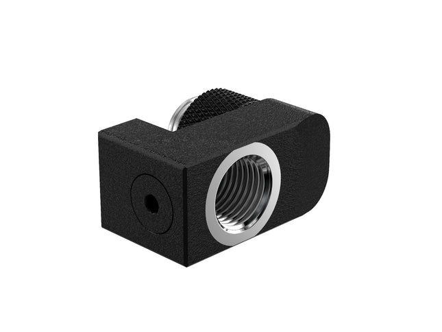 PrimoChill Male to Female G 1/4in. Supported Offset Rotary Fitting - TX Matte Black