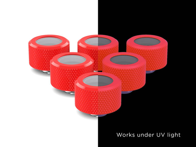 PrimoChill 16mm OD Rigid SX Fitting - 6 Pack - UV Red