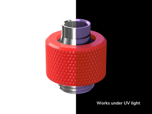 PrimoChill SecureFit SX - Premium Compression Fitting For 3/8in ID x 1/2in OD Flexible Tubing (F-SFSX12) - Available in 20+ Colors, Custom Watercooling Loop Ready - UV Red