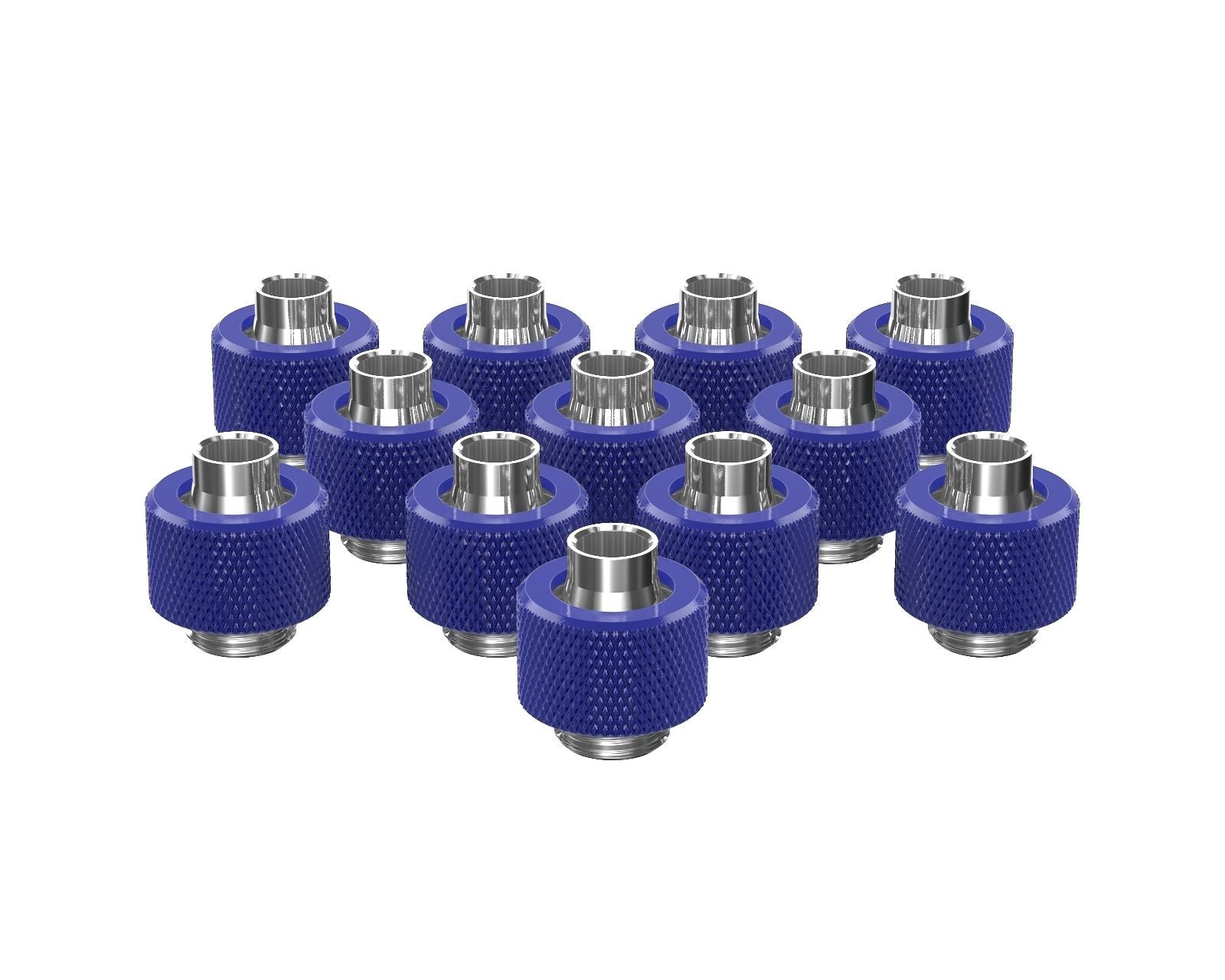 PrimoChill SecureFit SX - Premium Compression Fitting For 3/8in ID x 1/2in OD Flexible Tubing 12 Pack (F-SFSX12-12) - Available in 20+ Colors, Custom Watercooling Loop Ready - True Blue