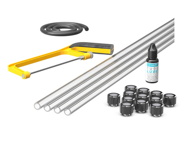 PrimoChill (Professional Kit) 4x 14mm Acrylic/PMMA Tubes, 12x Metrix SX Fitting, Bending Cord and Cutting Tool - Dark Nickel