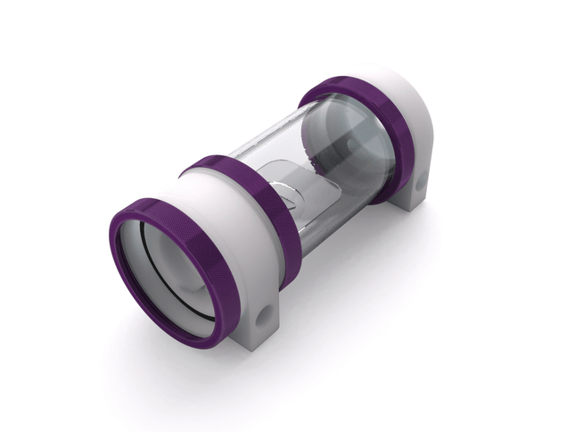 PrimoChill CTR Hard Mount Phase II High Flow D5 Enabled Reservoir - White POM - 120mm - Candy Purple