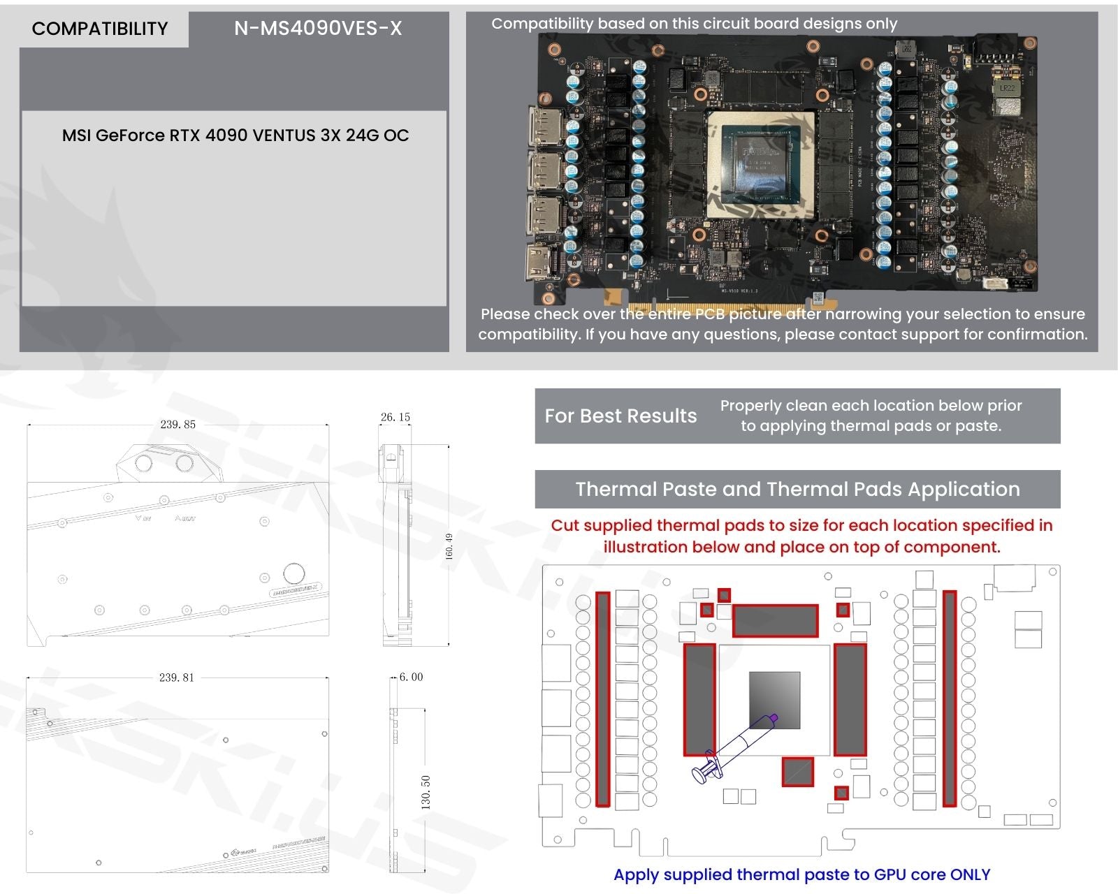 Bykski Full Coverage GPU Water Block and Backplate For MSI GeForce RTX 4090 VENTUS 3X 24G OC (N-MS4090VES-X)