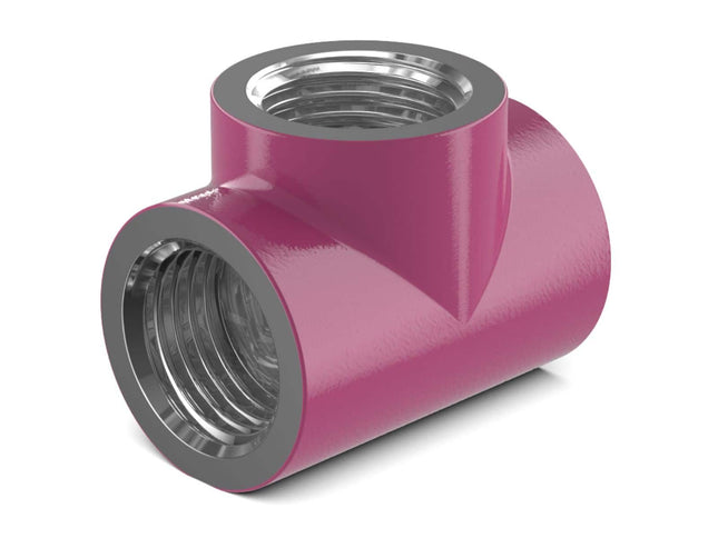 PrimoChill G 1/4in. Inline 3-Way SX Female T Adapter - Magenta