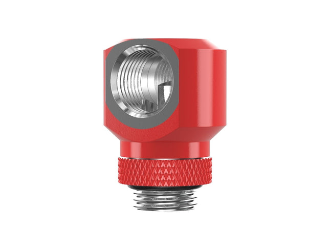 PrimoChill InterConnectSX Flat 90 Degree Rotary Fitting (FAF90) – Enhanced PC Cooling with Sleek Aesthetics - Available in 20+ Colors, Custom Watercooling Loop Ready - Razor Red