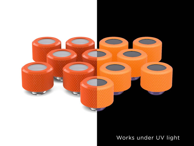 PrimoChill 14mm OD Rigid SX Fitting - 12 Pack - UV Orange