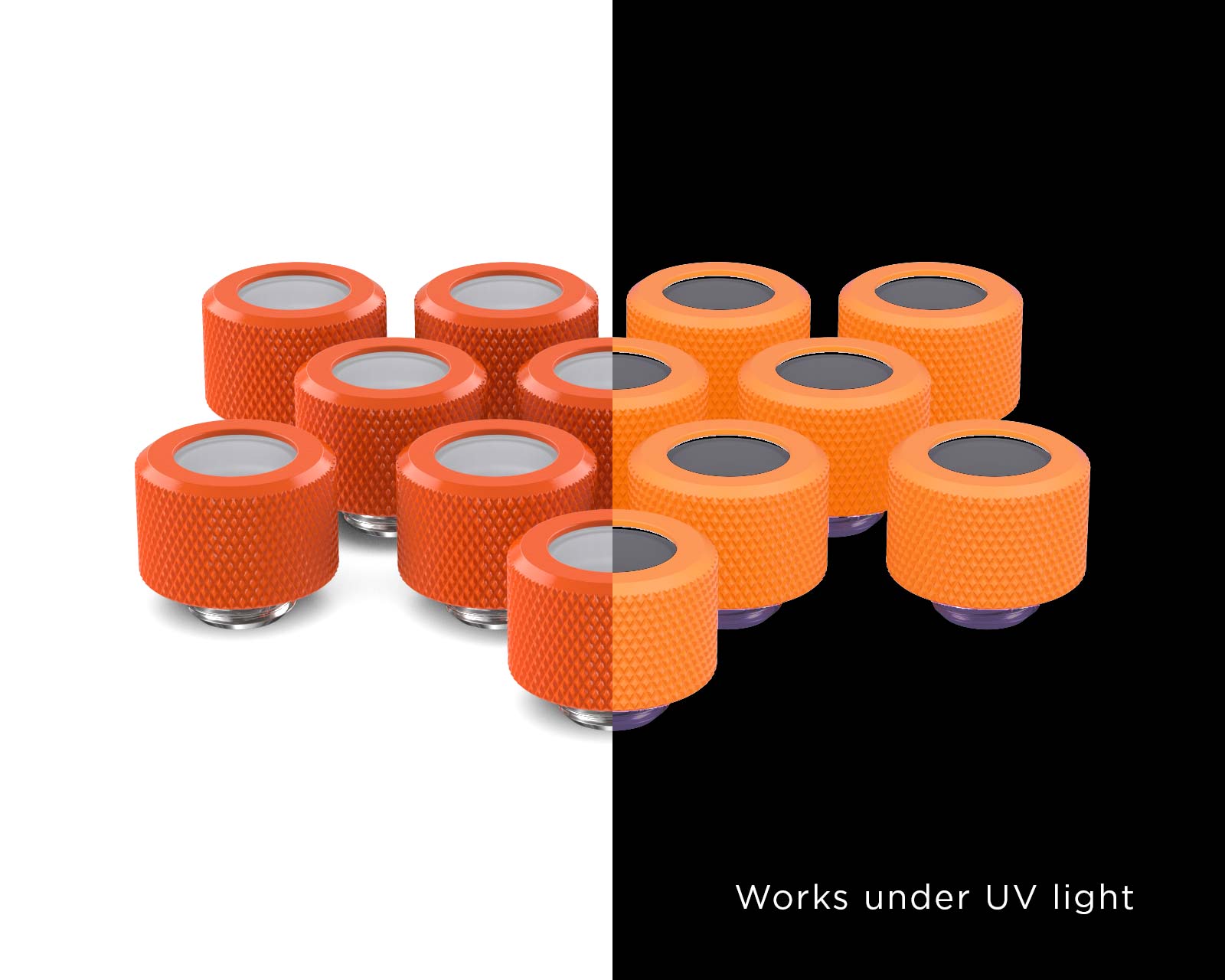 PrimoChill 14mm OD Rigid SX Fitting - 12 Pack - UV Orange