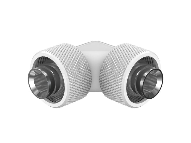 PrimoChill SecureFit SX - Premium 90 Degree Compression Fitting Set For 1/2in ID x 3/4in OD Flexible Tubing (F-SFSX3490) - Available in 20+ Colors, Custom Watercooling Loop Ready - Sky White