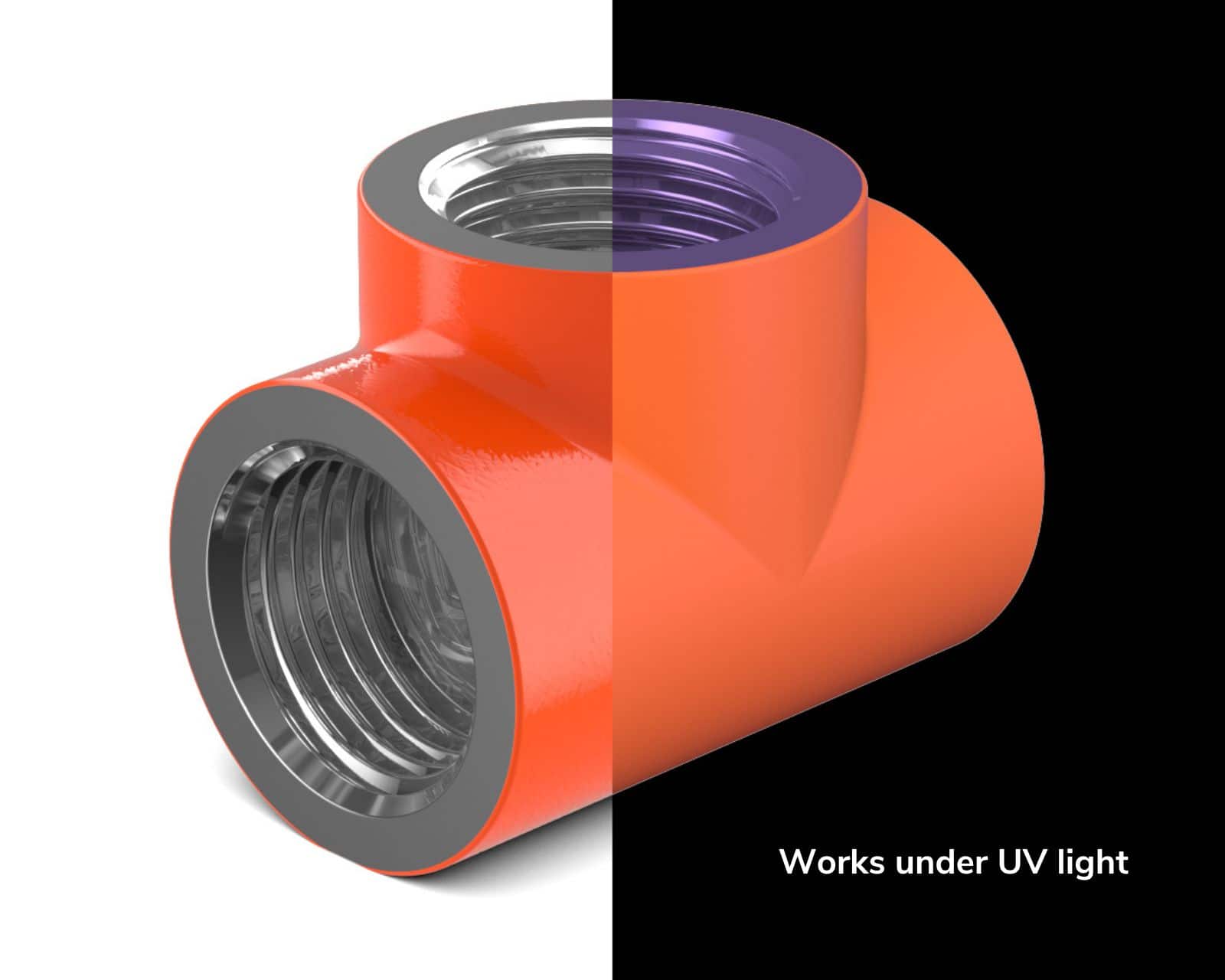 PrimoChill G 1/4in. Inline 3-Way SX Female T Adapter - UV Orange