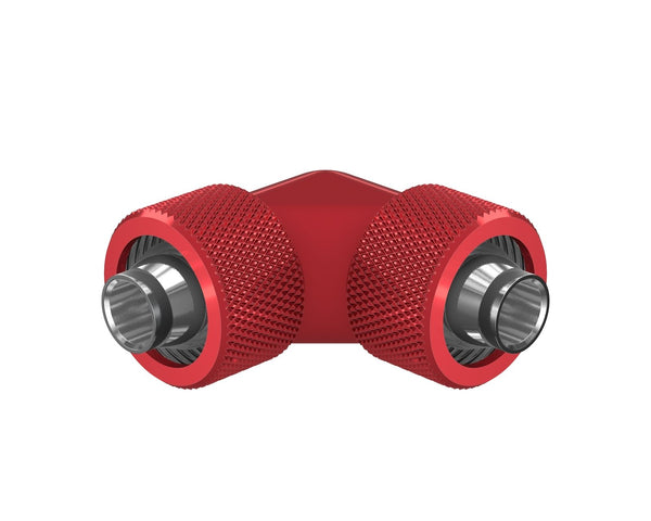 PrimoChill SecureFit SX - Premium 90 Degree Compression Fitting Set For 3/8in ID x 5/8in OD Flexible Tubing (F-SFSX5890) - Available in 20+ Colors, Custom Watercooling Loop Ready - PrimoChill - KEEPING IT COOL Candy Red