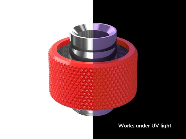 PrimoChill SecureFit SX - Premium Compression Fitting For 1/2in ID x 3/4in OD Flexible Tubing (F-SFSX34) - Available in 20+ Colors, Custom Watercooling Loop Ready - UV Red
