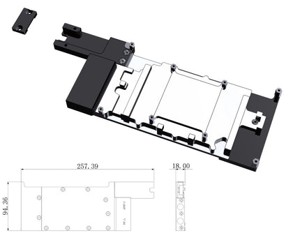Bykski Metal/POM GPU Water Block and Backplate For NVIDIA TESLA A100 40GB - (N-TESLA-A100-X-V2) - Continuous Usage