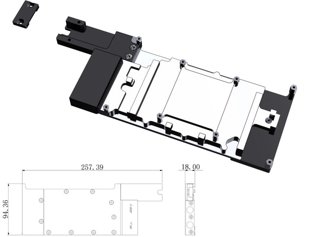 Bykski Metal/POM GPU Water Block and Backplate For NVIDIA TESLA A100 40GB - (N-TESLA-A100-X-V2) - Continuous Usage
