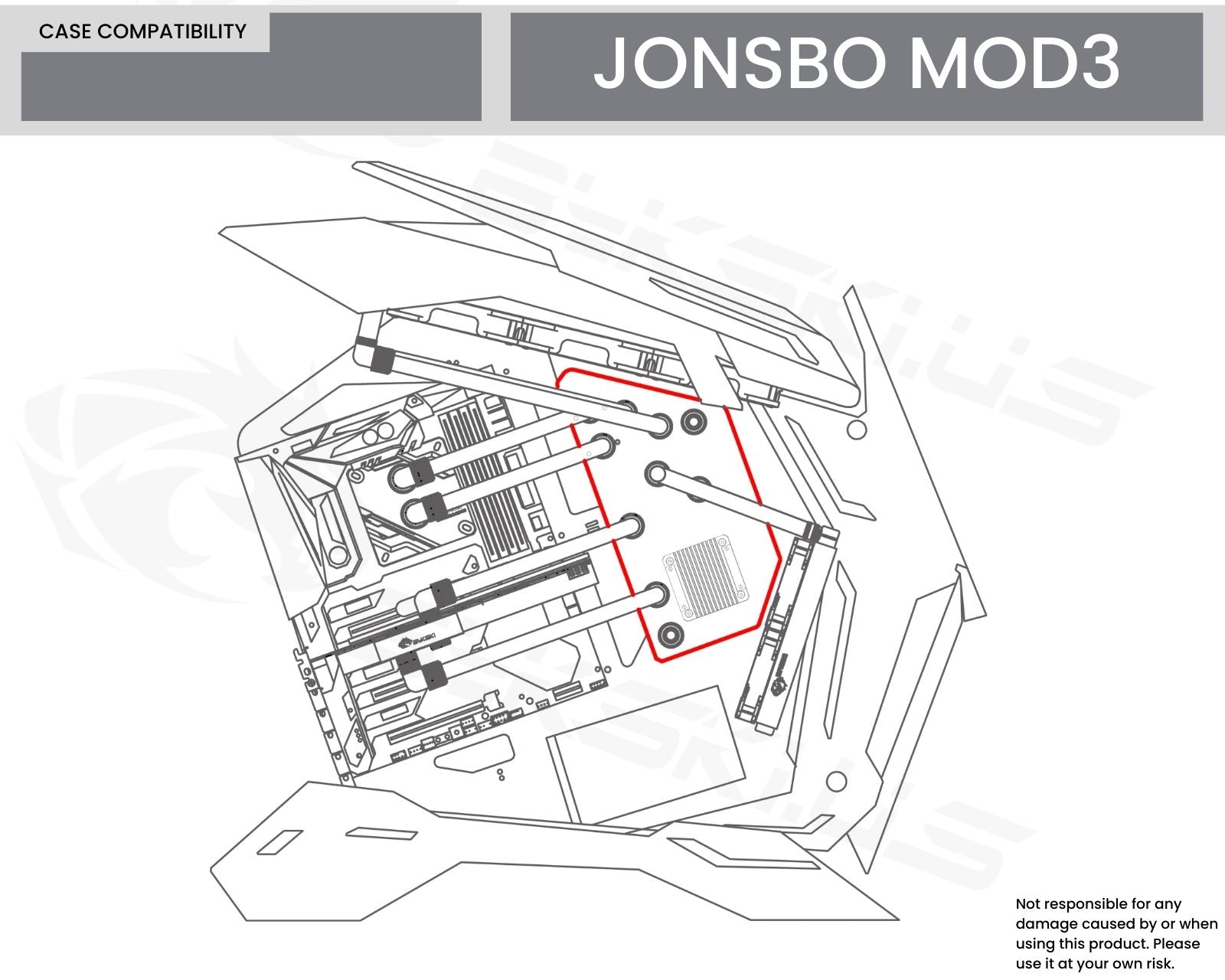 Bykski Distro Plate For JONSBO MOD3 - PMMA w/ 5v Addressable RGB(RBW) (RGV-JSB-MOD3-P-V3-K) - DDC Pump With Armor