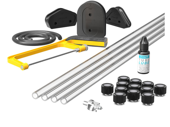 PrimoChill (Complete Kit) 4x 14mm Acrylic/PMMA Tubes, 12x Metrix SX Fitting, Bending Jig/Kit, Cutter and Finishing Bit - Satin Black