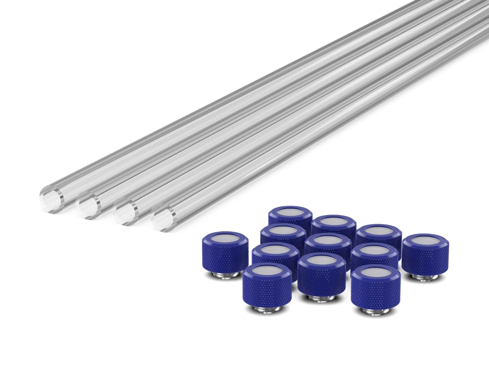 PrimoChill (Basic Kit) 4x 14mm Acrylic/PMMA Tubes, 12x Metric SX Fittings - True Blue
