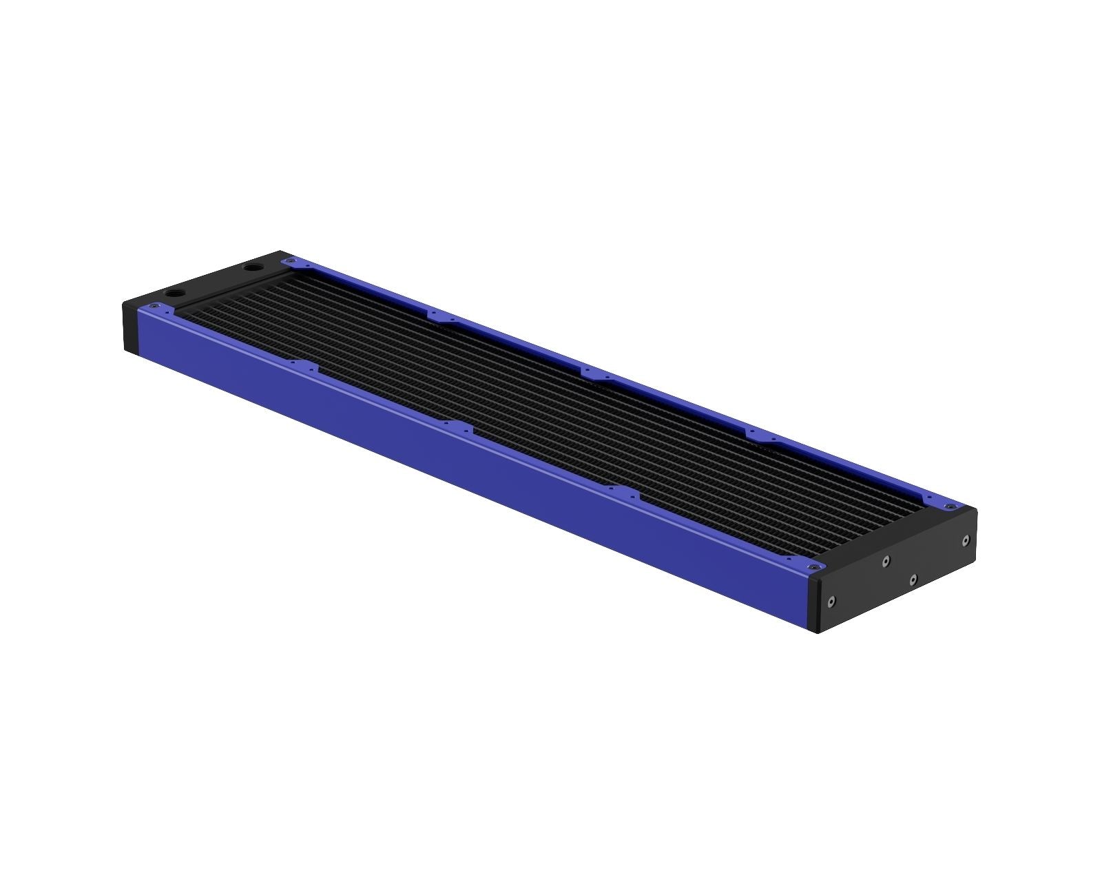 PrimoChill 480SL (30mm) EXIMO Modular Radiator, Black POM, 4x120mm, Quad Fan (R-SL-BK48) Available in 20+ Colors, Assembled in USA and Custom Watercooling Loop Ready - True Blue