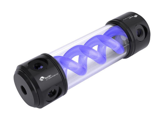 Bykski 50mm Cylindrical DNA Reservoir - Black POM - 190mm w/LED strip (CT-DNA-POM-V2-190) - Purple