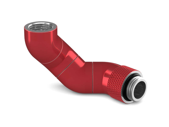 PrimoChill Male to Female G 1/4in. 180 Degree SX Triple Rotary Elbow Fitting - Candy Red