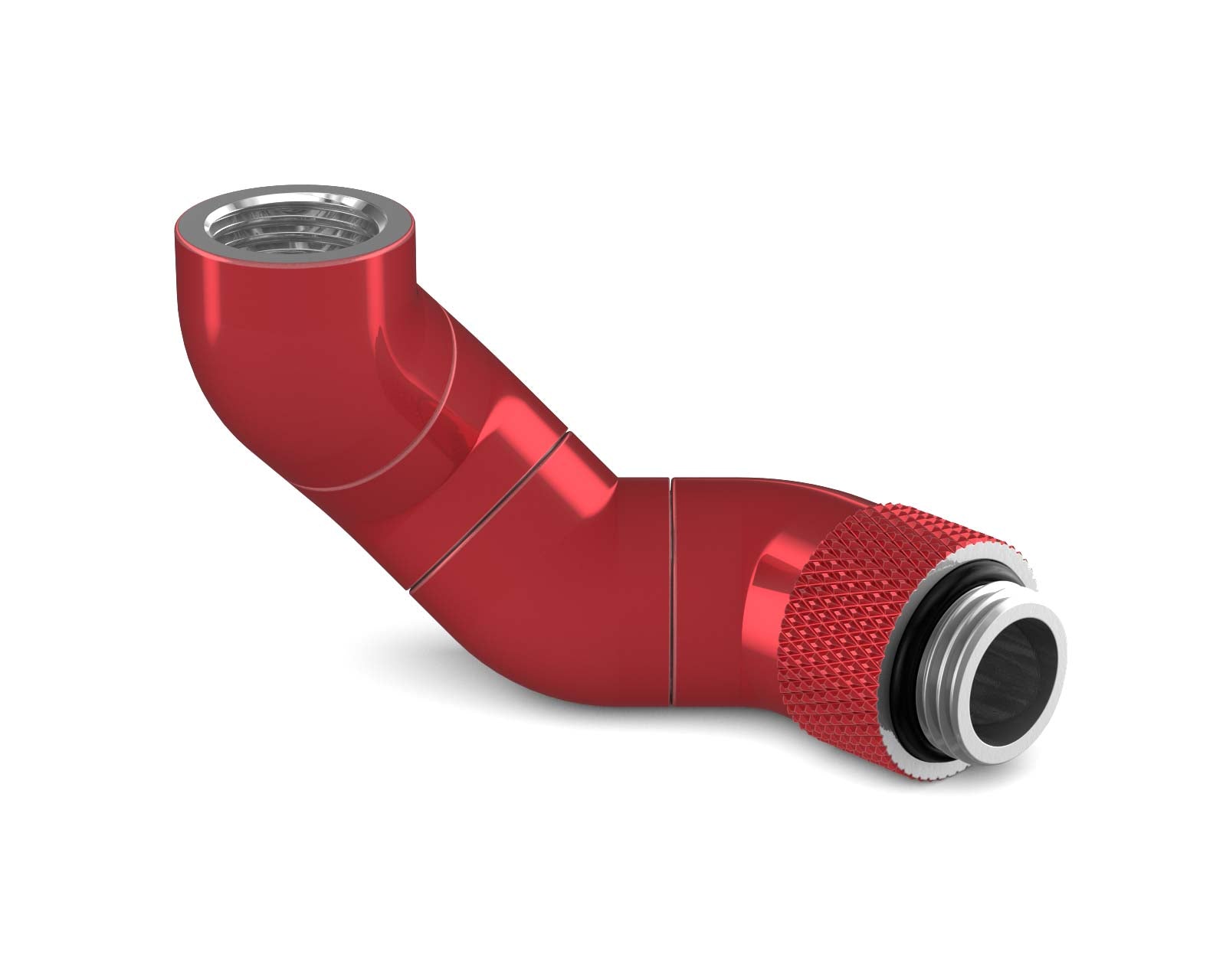 PrimoChill Male to Female G 1/4in. 180 Degree SX Triple Rotary Elbow Fitting - Candy Red
