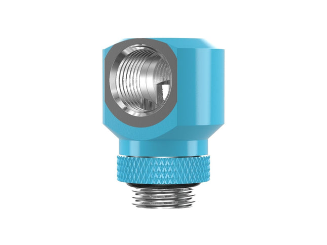 PrimoChill InterConnectSX Flat 90 Degree Rotary Fitting (FAF90) – Enhanced PC Cooling with Sleek Aesthetics - Available in 20+ Colors, Custom Watercooling Loop Ready - Sky Blue
