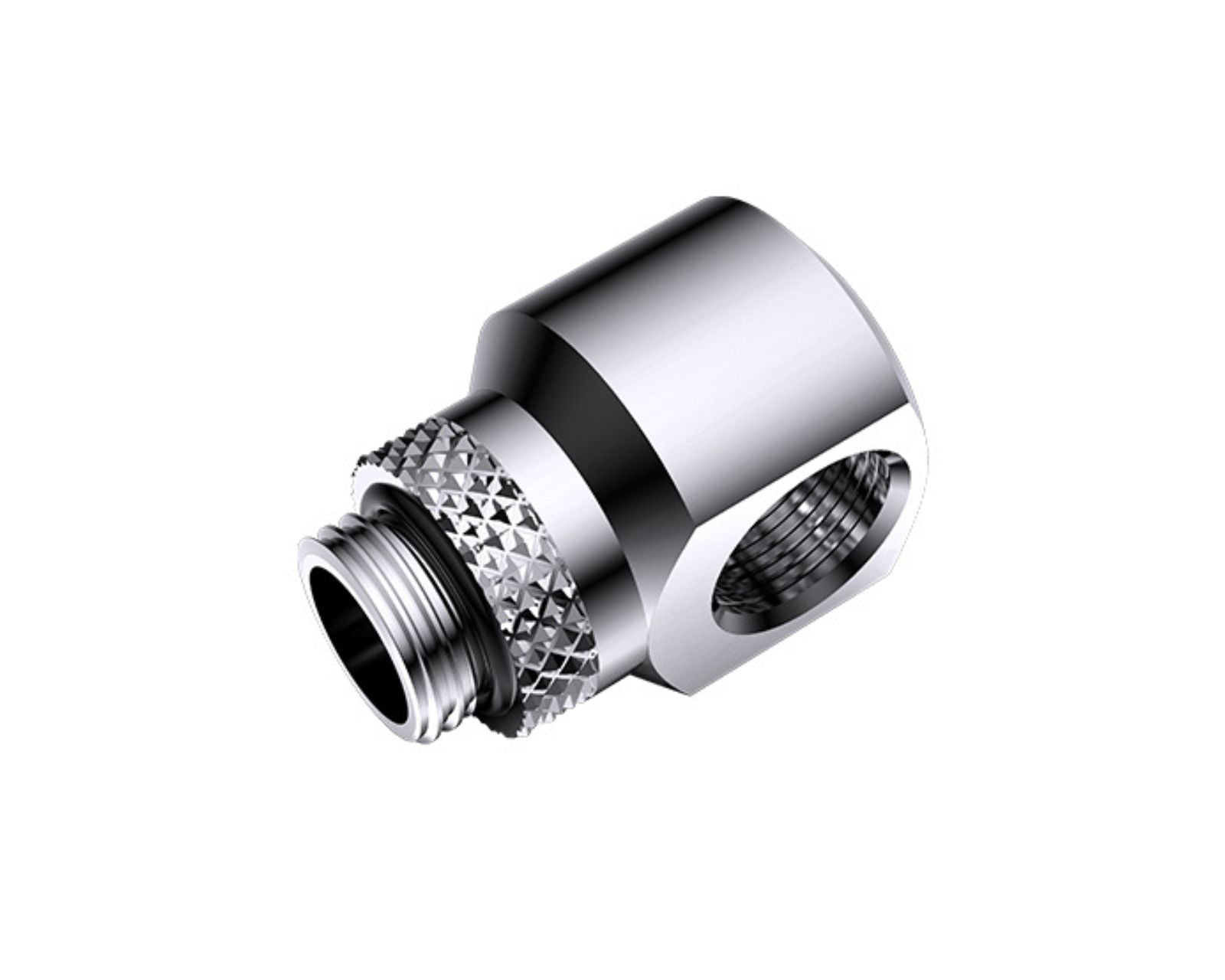 Bykski G 1/4in. Male to Female 360 Degree Rotary Elbow Fitting - 90 Degree Angle (CC-RD90S-X) - Silver