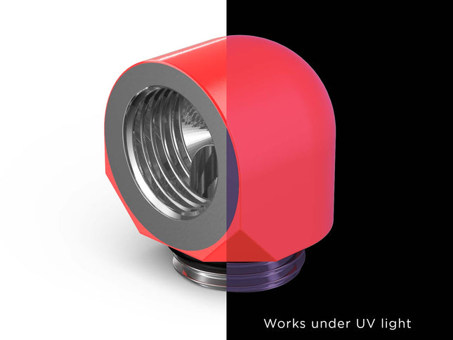 PrimoChill Male to Female G1/4 90 Degree SX Elbow Fitting - UV Red - UV Red