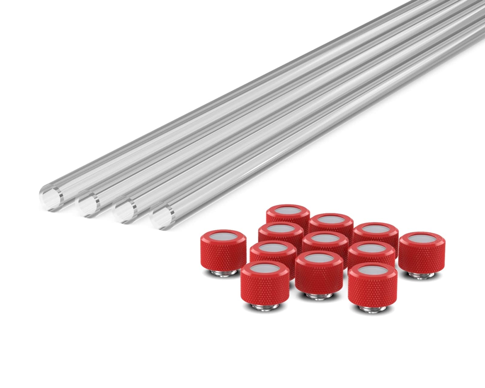 PrimoChill (Basic Kit) 4x 14mm Acrylic/PMMA Tubes, 12x Metric SX Fittings - Razor Red
