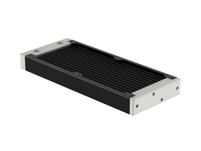PrimoChill 240SL (30mm) EXIMO Modular Radiator, White POM, 2x120mm, Dual Fan (R-SL-W24) Available in 20+ Colors, Assembled in USA and Custom Watercooling Loop Ready - Satin Black