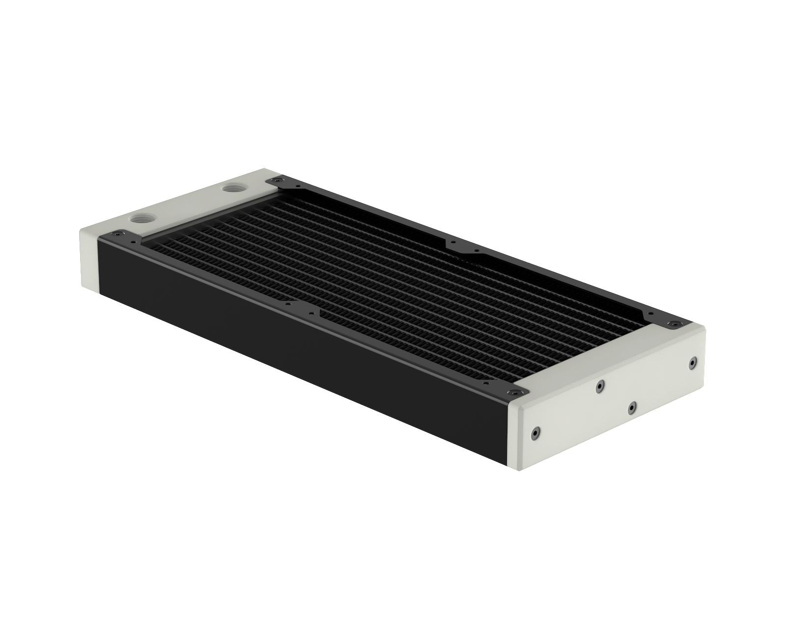 PrimoChill 240SL (30mm) EXIMO Modular Radiator, White POM, 2x120mm, Dual Fan (R-SL-W24) Available in 20+ Colors, Assembled in USA and Custom Watercooling Loop Ready - Satin Black