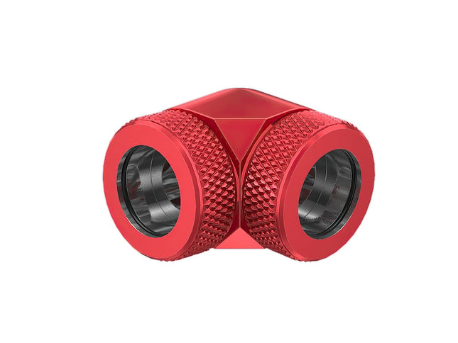 PrimoChill InterConnect SX Premium 90 Degree Elbow Adapter Fitting For 16MM Rigid Tubing (FA-9016) - Candy Red