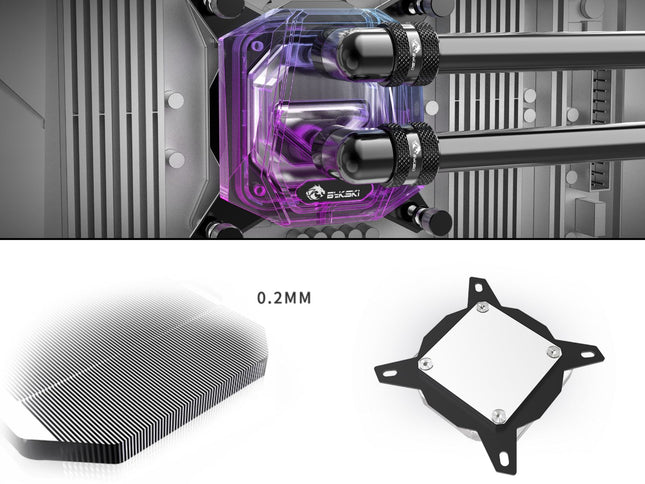 Bykski CPU-XPR-B-M-V2 High-Efficiency CPU Water Cooling Block - Featuring High Flow Optimized 0.2mm Fins - Geometric Design - for AMD Ryzen 3/5/7/9 (AM4/AM5) - Black (POM)