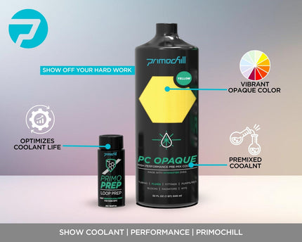 PrimoChill Opaque - Computer WaterCooling Show Coolant, Solid/Non-Transparent, Full Protection, Advanced User, PrimoPrep Included, Proudly Made in The USA (32oz/.9L) - Yellow