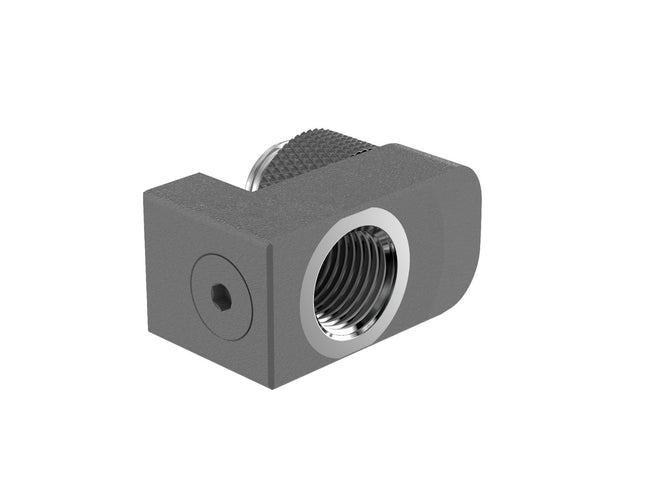 PrimoChill Male to Female G 1/4in. Supported Offset Rotary Fitting - TX Matte Gun Metal