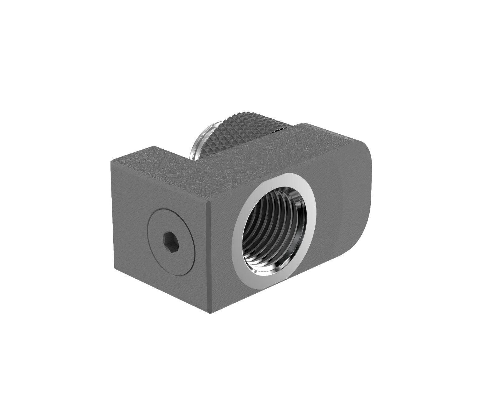 PrimoChill Male to Female G 1/4in. Supported Offset Rotary Fitting - TX Matte Gun Metal