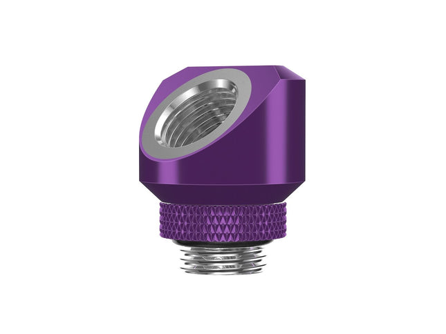PrimoChill InterConnectSX Flat 45 Degree Rotary Fitting (FAF45) – Enhanced PC Cooling with Sleek Aesthetics - Available in 20+ Colors, Custom Watercooling Loop Ready - Candy Purple