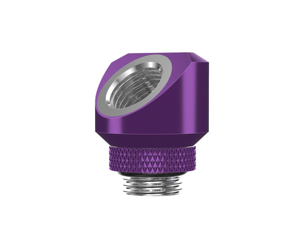 PrimoChill InterConnectSX Flat 45 Degree Rotary Fitting (FAF45) – Enhanced PC Cooling with Sleek Aesthetics - Available in 20+ Colors, Custom Watercooling Loop Ready - Candy Purple