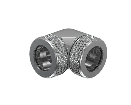 PrimoChill InterConnect SX Premium 90 Degree Elbow Adapter Fitting for 14MM Rigid Tubing (FA-9014) - Silver Nickel