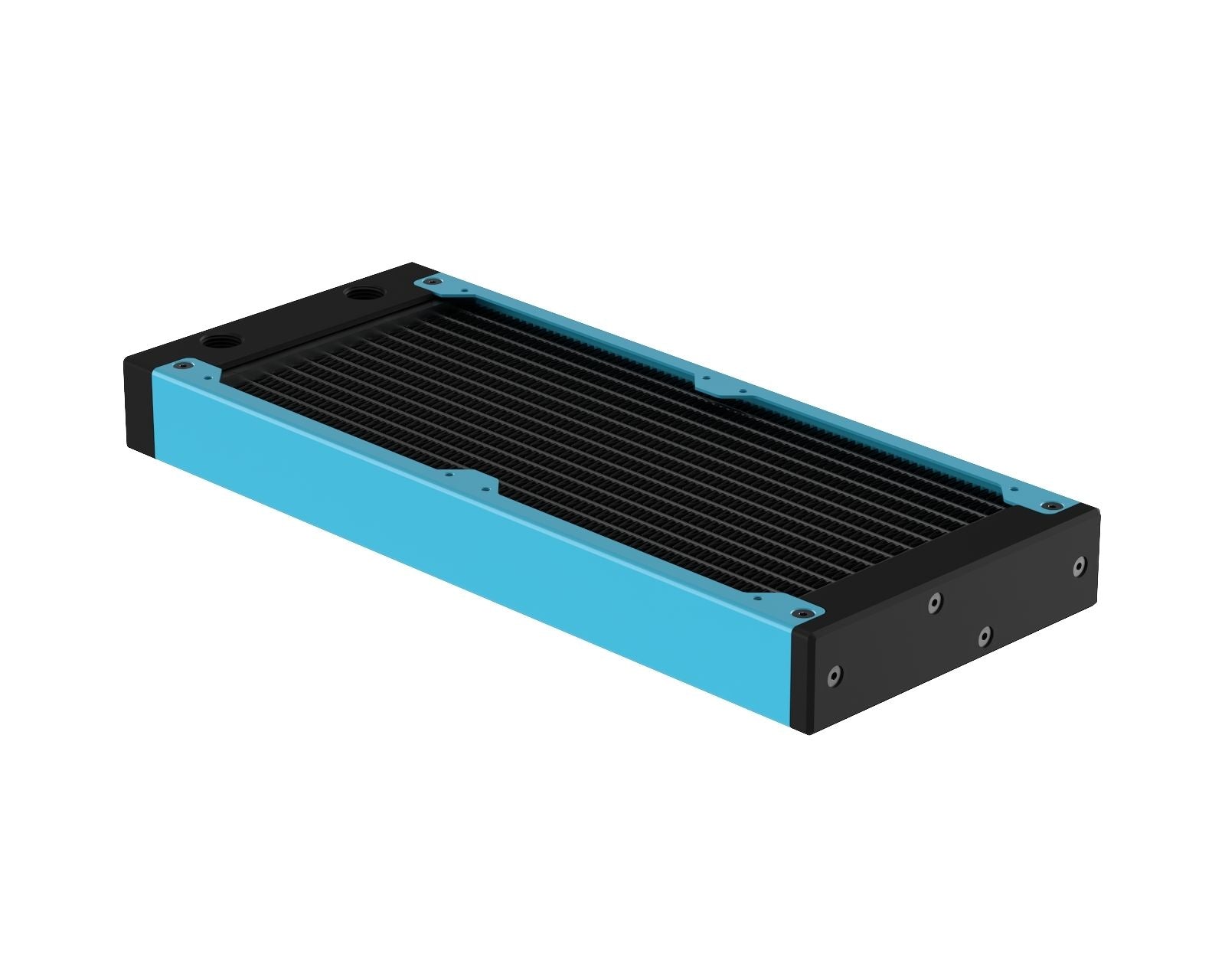 PrimoChill 240SL (30mm) EXIMO Modular Radiator, Black POM, 2x120mm, Dual Fan (R-SL-BK24) Available in 20+ Colors, Assembled in USA and Custom Watercooling Loop Ready - Sky Blue