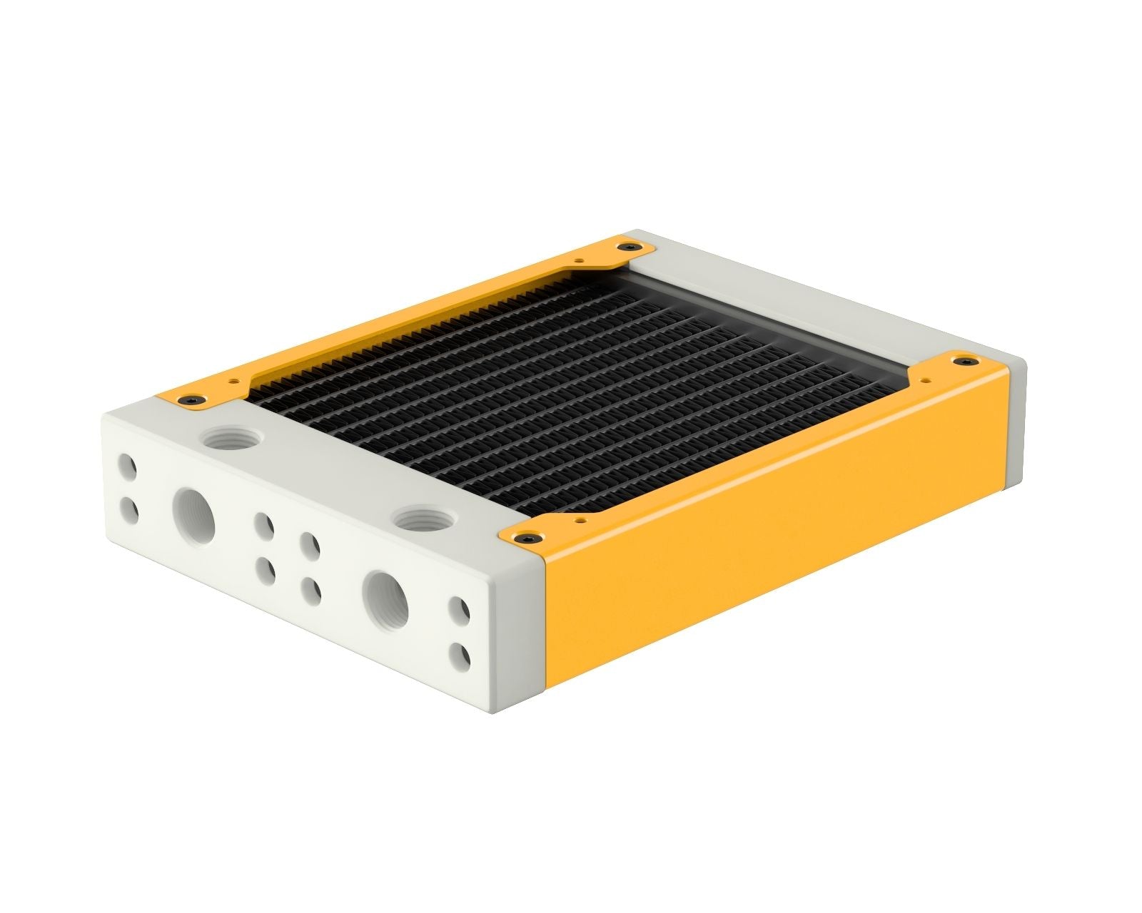 PrimoChill 120SL (30mm) EXIMO Modular Radiator, White POM, 1x120mm, Single Fan (R-SL-W12) Available in 20+ Colors, Assembled in USA and Custom Watercooling Loop Ready - Yellow
