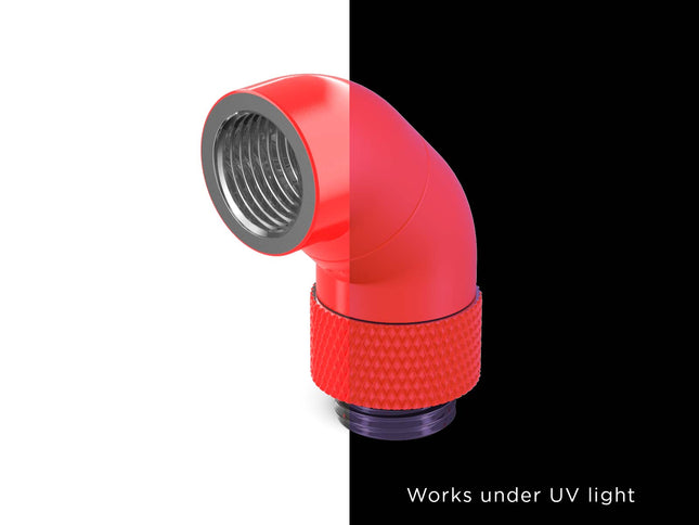 PrimoChill Male to Female G 1/4in. 90 Degree SX Dual Rotary Snake Fitting - UV Red