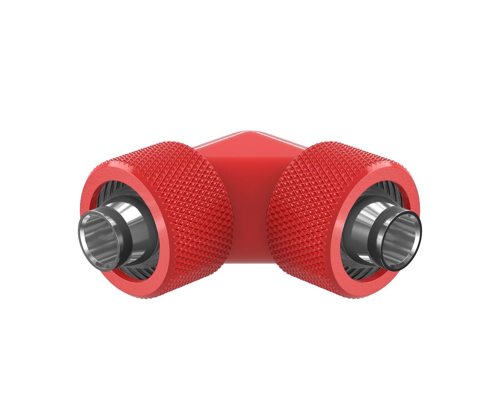 PrimoChill SecureFit SX - Premium 90 Degree Compression Fitting Set For 3/8in ID x 5/8in OD Flexible Tubing (F-SFSX5890) - Available in 20+ Colors, Custom Watercooling Loop Ready - Razor Red