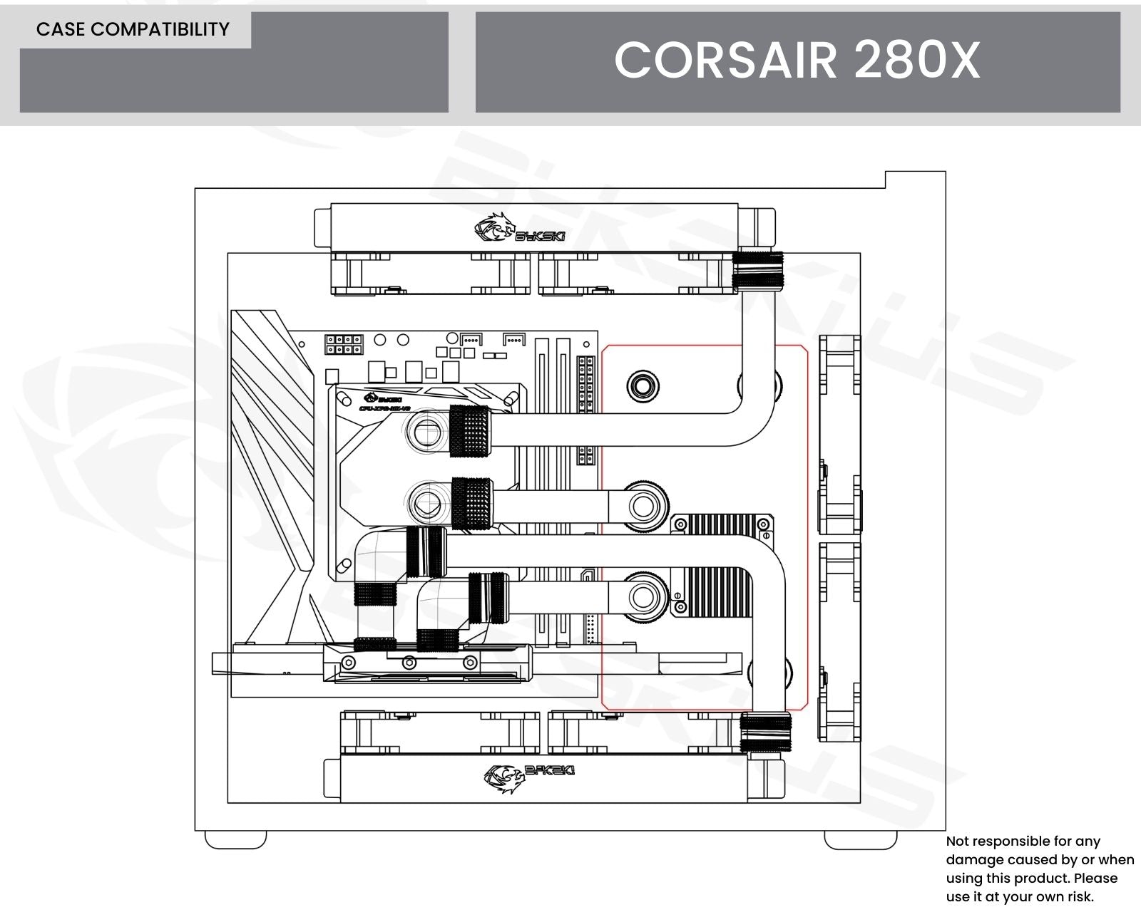 Bykski Distro Plate For CORSAIR 280X - PMMA w/ 5v Addressable RGB(RBW) (RGV-COS-280X-P-K) - DDC Pump With Armor