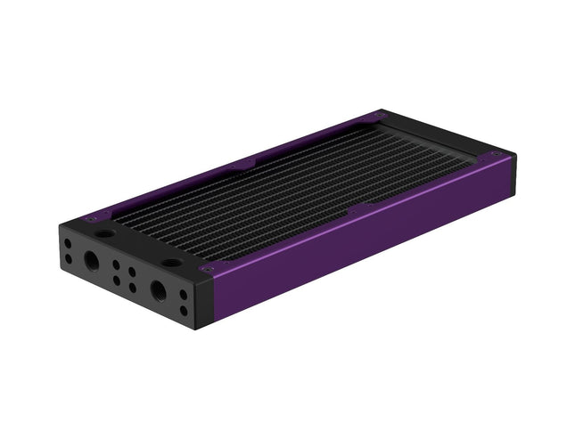PrimoChill 240SL (30mm) EXIMO Modular Radiator, Black POM, 2x120mm, Dual Fan (R-SL-BK24) Available in 20+ Colors, Assembled in USA and Custom Watercooling Loop Ready - Candy Purple