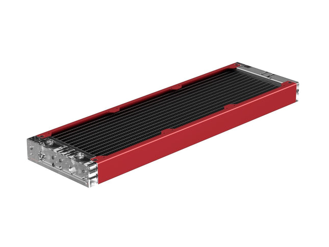 PrimoChill 360SL (30mm) EXIMO Modular Radiator, Clear Acrylic, 3x120mm, Triple Fan (R-SL-A36) Available in 20+ Colors, Assembled in USA and Custom Watercooling Loop Ready - Candy Red