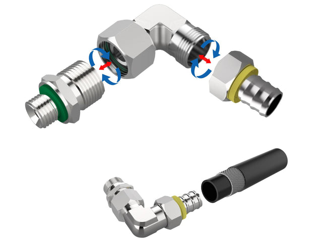 Bykski Stainless Steel Durable Server P-Lok Fitting Set - G1/4 to 90mm for 12mm (1/2in) Pushlok Tubing (CC-G14-90-22-12)